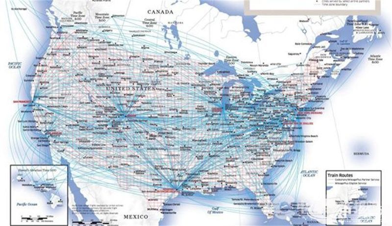 美国当今高空网络与低空密集网络示意图（红线网为低空网，蓝线网为高空网）.jpg