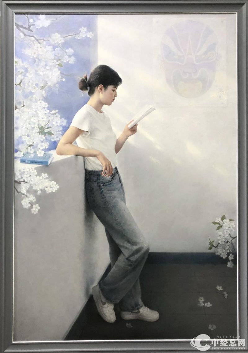 油画作品《梨园春色》++++梁峰.jpg